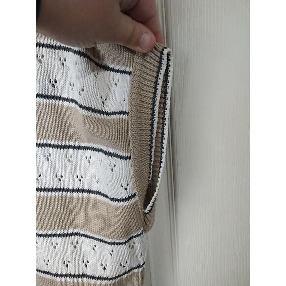 Carriage Court Classics Woman L* Sweater Short Sleeve Brown White Striped... - Picture 6 of 7